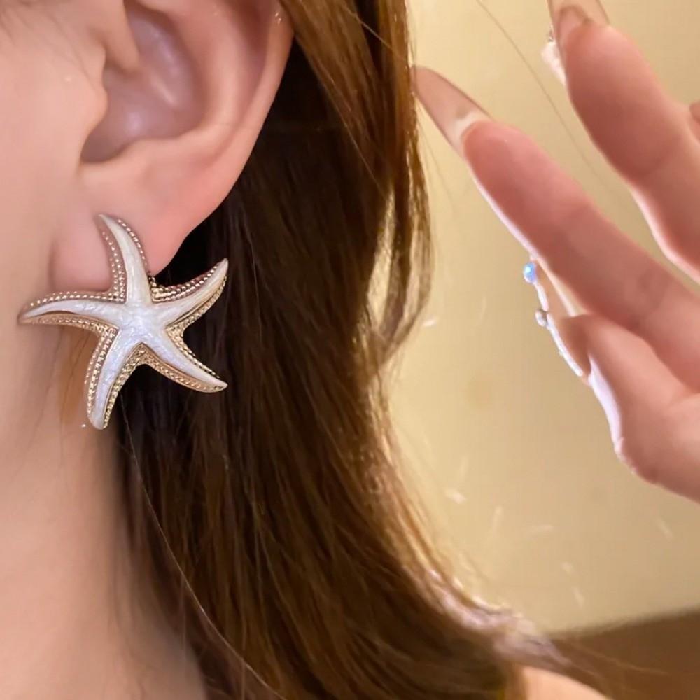 Star Starfish Stud Earrings Geometric Korean Style Earrings Starfish Ear Studs  Girl Couple Gift