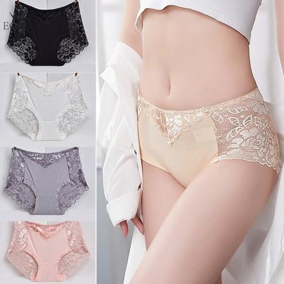 Damen Sommer Dünne Sexy Spitzenhöschen Unterwäsche Nahtlose Mittelhohe Taille Atmungsaktive Baumwolle Schritt Antibakterielle Damen Slips Knickers