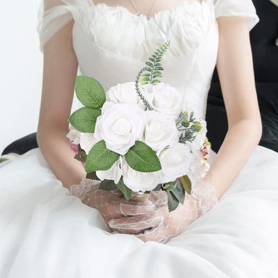 25Pcs Artificial Rose Foam Rose Fake Rose with Stem DIY Wedding Bouquet Bridal Shower Centerpiece Party Decoration Holiday Gift Floral Arrangements