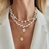 Ocean Wind Oil Drip Shell Fish Tail Pendant Necklace, Baroque Pearl Beaded Clavicle Necklace