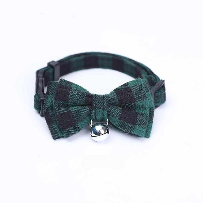 

Pet Collar Adjustable Bow Cat Collar with Bells Pet Supplies for Cats and Dogs 1.0cm зелений/чорний