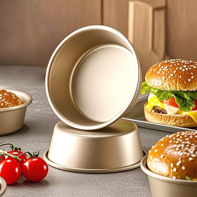 1 Stuks Nieuwe Anti-aanbak Hamburger Bakvorm Koolstofstaal Mini Brood Bakvorm Herbruikbaar 4 inch Broodvorm Keuken Bakgerei