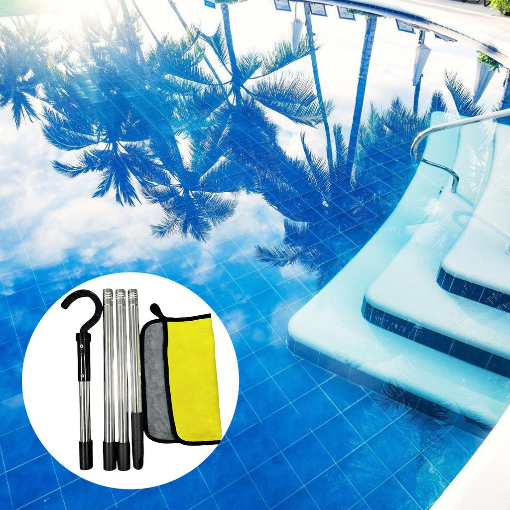 Adjustable Pool Cleaning Hook Retractable Metal Pole Pool Retrieval Hook Pool Skimmer For Pool Maintenance
