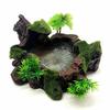 Reptile Food Feeding Bowl Water Dish Artificial Tree Trunk Moss Decor For Turtle Lizard Gecko Snake