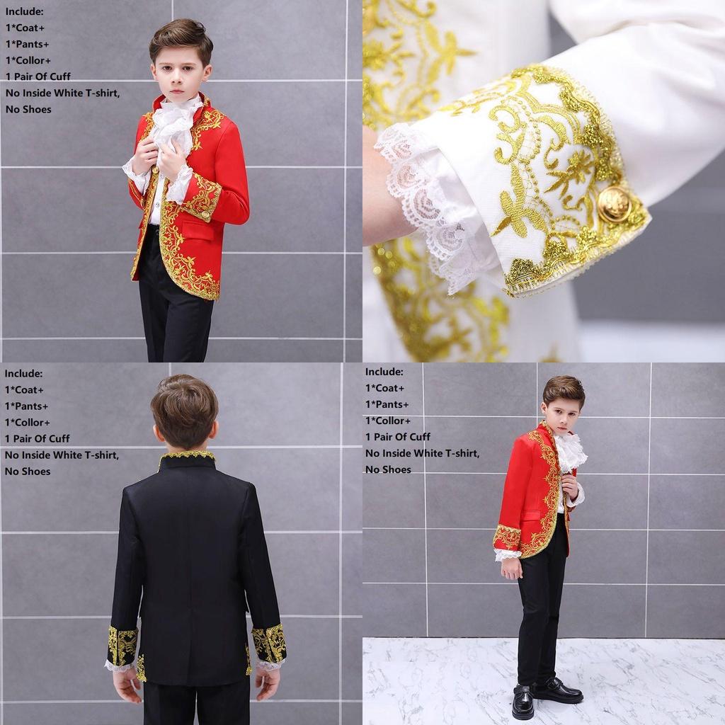 Child Boy Prince Costume With Luxurious Gold Flower Details Perfect For Fairytale Themed Events