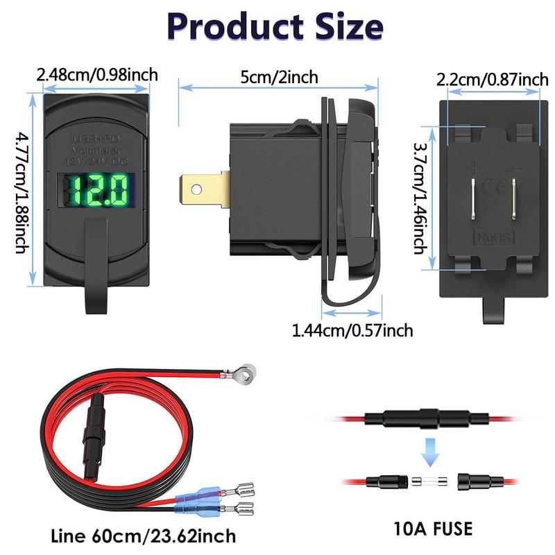 Fast Charger For Car Super Fast Car Charger Adapter PD3.0  QC3.0 Car Charger Port DC 12-24V USB Adapter For Car Cellphones