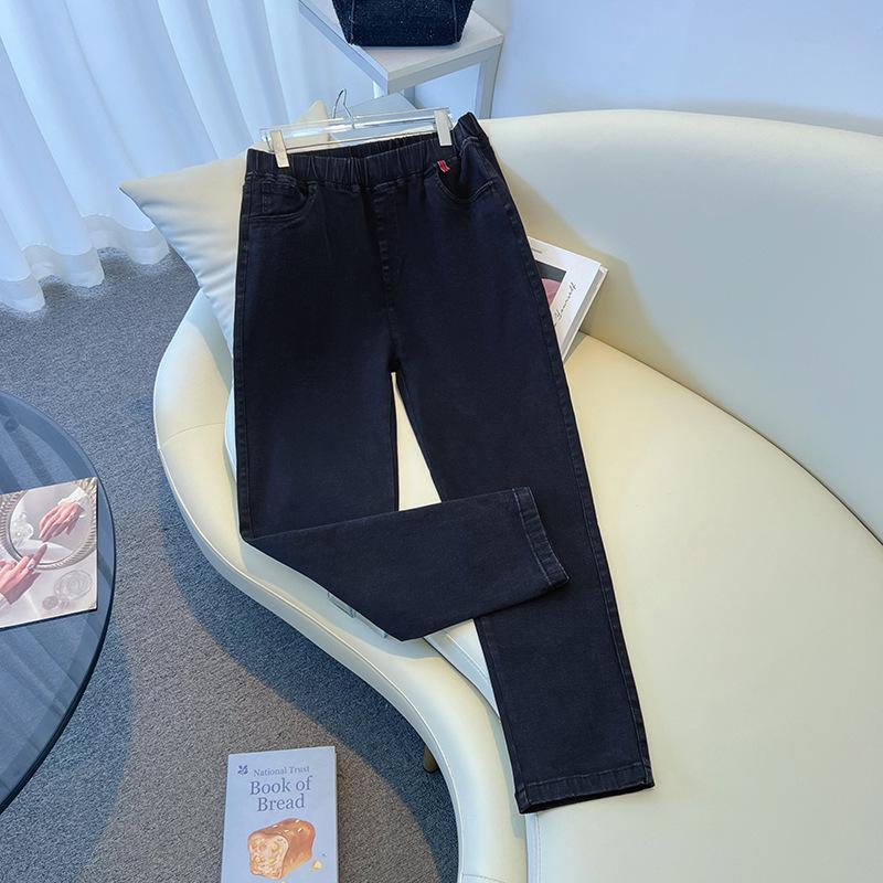 

Autumn Plus Size High Waist Stretchy Skinny Black Jeans for Men - Slimming Straight Leg 34 (suitable for 60-75 kg) чёрный