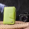 Vertical Bright Women's Purse with a Coin Holder with a Zipper Made of Genuine Leather Flotar CANPELLINI Wallet 21603 Light Green