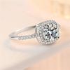 Silver 925 Platinum Plated 1-3 Carat Mozanstone 4 Claw Square Bag Birthday Ring Classic High Wedding Party Jewelry Woman Gift
