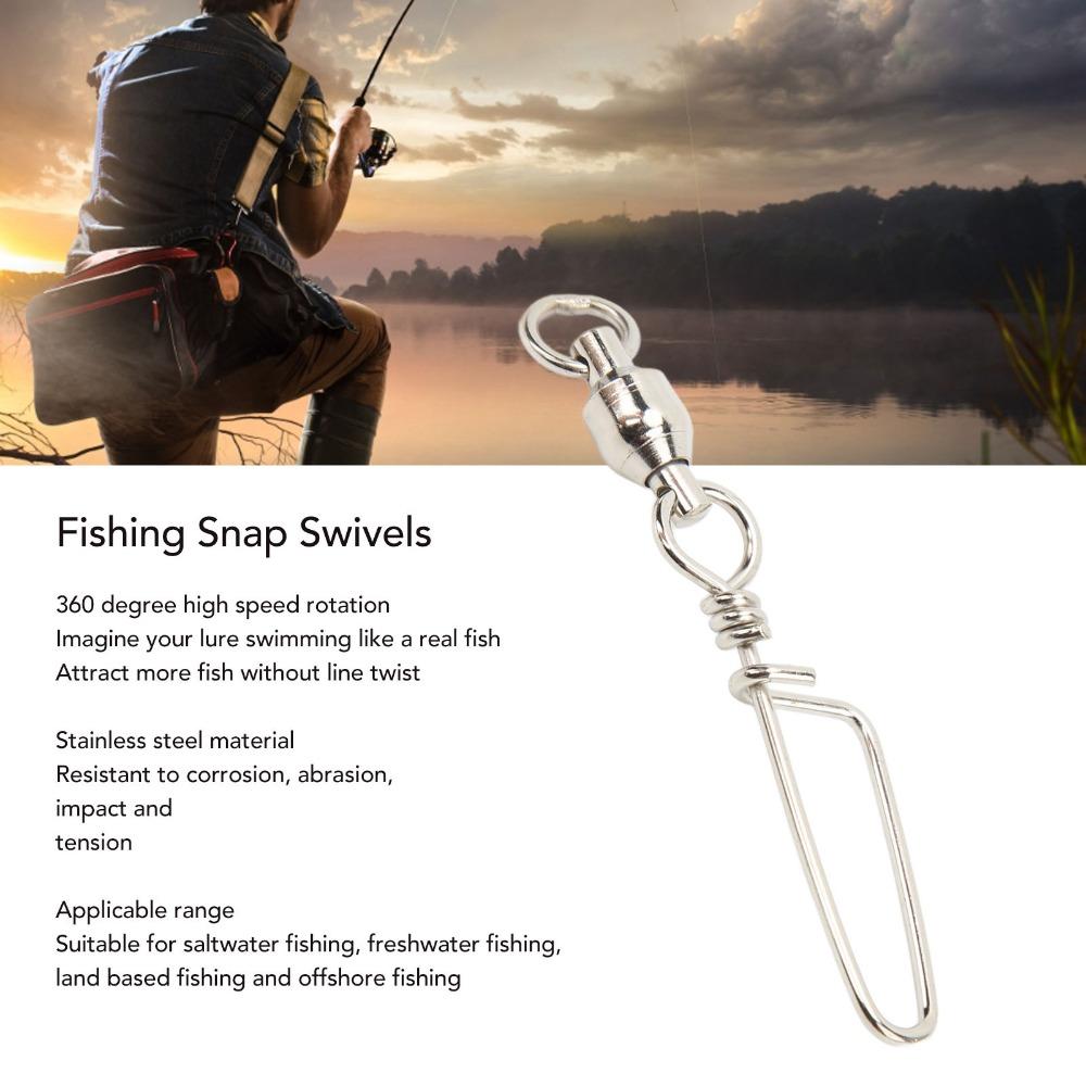 25PCS Stainless Steel Ball Bearing Swivels Rotatable Fishing Swivels Saltwater Fishing