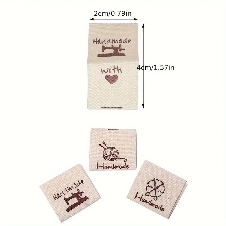 10Pcs Cloth Labels Handmade Label Fold Tags  Hand Made Label For Knitted Hats Printed Cotton Woven Sew Tags