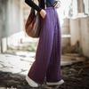Women Vintage Winter Warm Straight Pants Solid Color Elastic Waist Trousers Warm Soft Long Pants