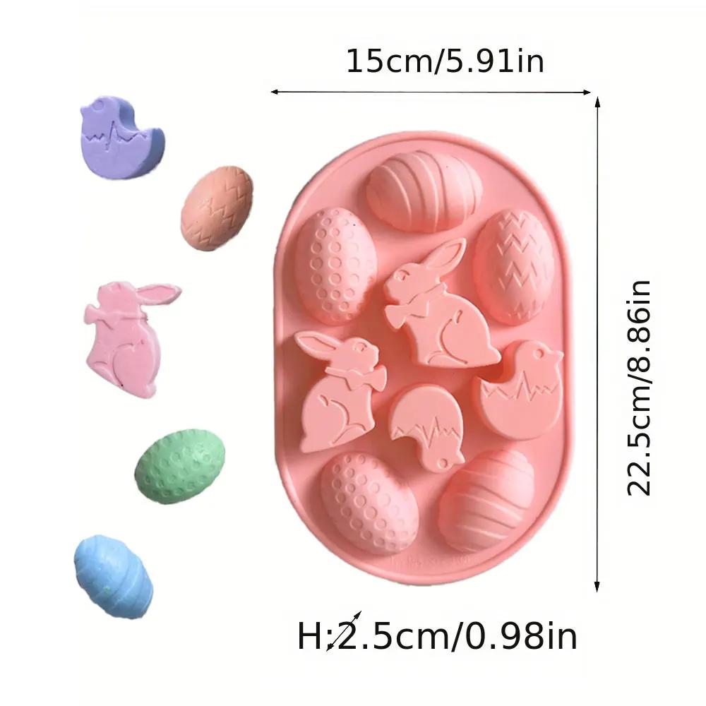 9 Holes Easter Egg Chocolate Silicone Mould Cartoon Rabbit Biscuit Mold Bunny Scented Candle Party Decor Animal Soap Making Tool