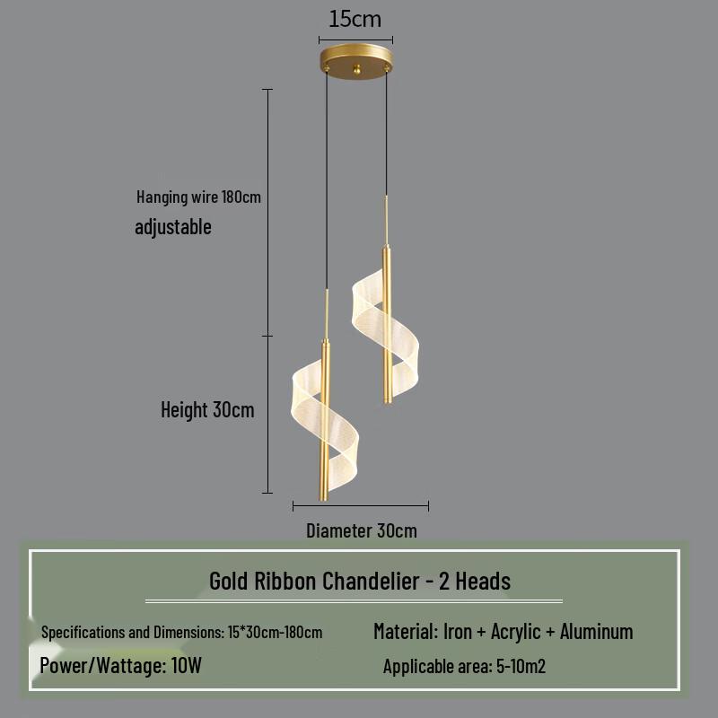 NuFeng Minimalist Golden Twisted Pendant Lamp