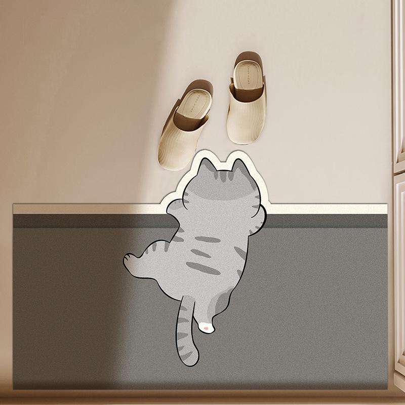 Cartoon Diatom Mud Mat Bathroom Moisture-wicking Quick Drying Slip-resistant Mat Toilet Door Carpet Toilet Washless Foot Mat