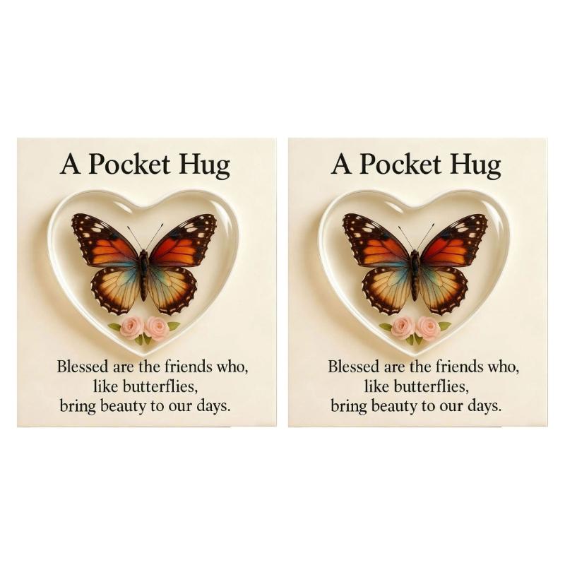 

Symbolic Butterfly Shaped Pocket Hug With Encouragement Card Gift Ideal for Parties Birthdays and Holidays оранжевый