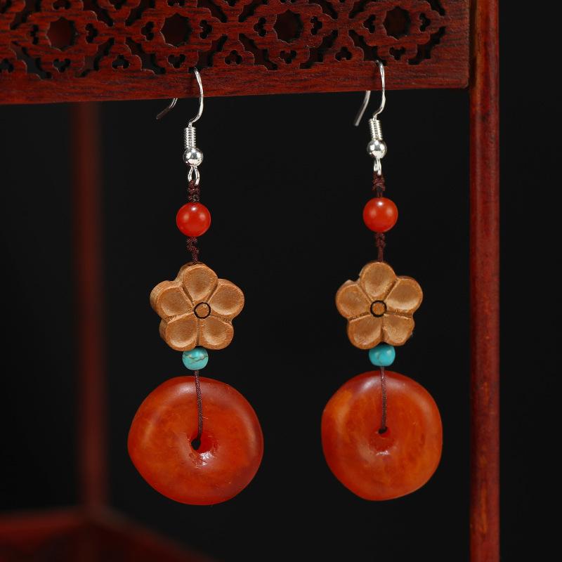 Niche retro earrings medium and long fringed earrings simple temperament cheongsam earrings women