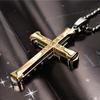 New Male Crystal Cross Jesus Pendant Gold Black Zirconia Cross Pendant Necklace Stainless Steel Jewelry For Men
