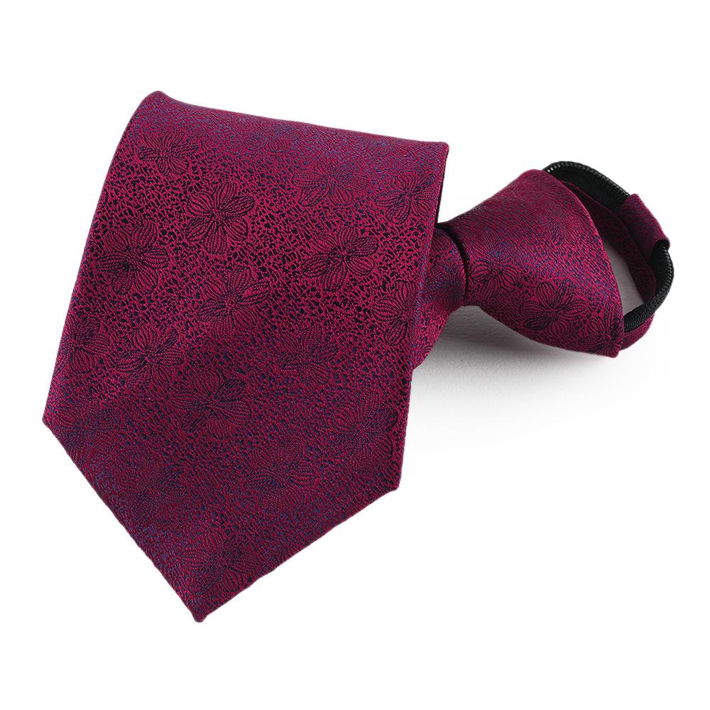 Lazy Tie Men'S Business Dress Wedding Shirt Zipper Knot-Free Navy Blue Burgundy Easily Pulled Men