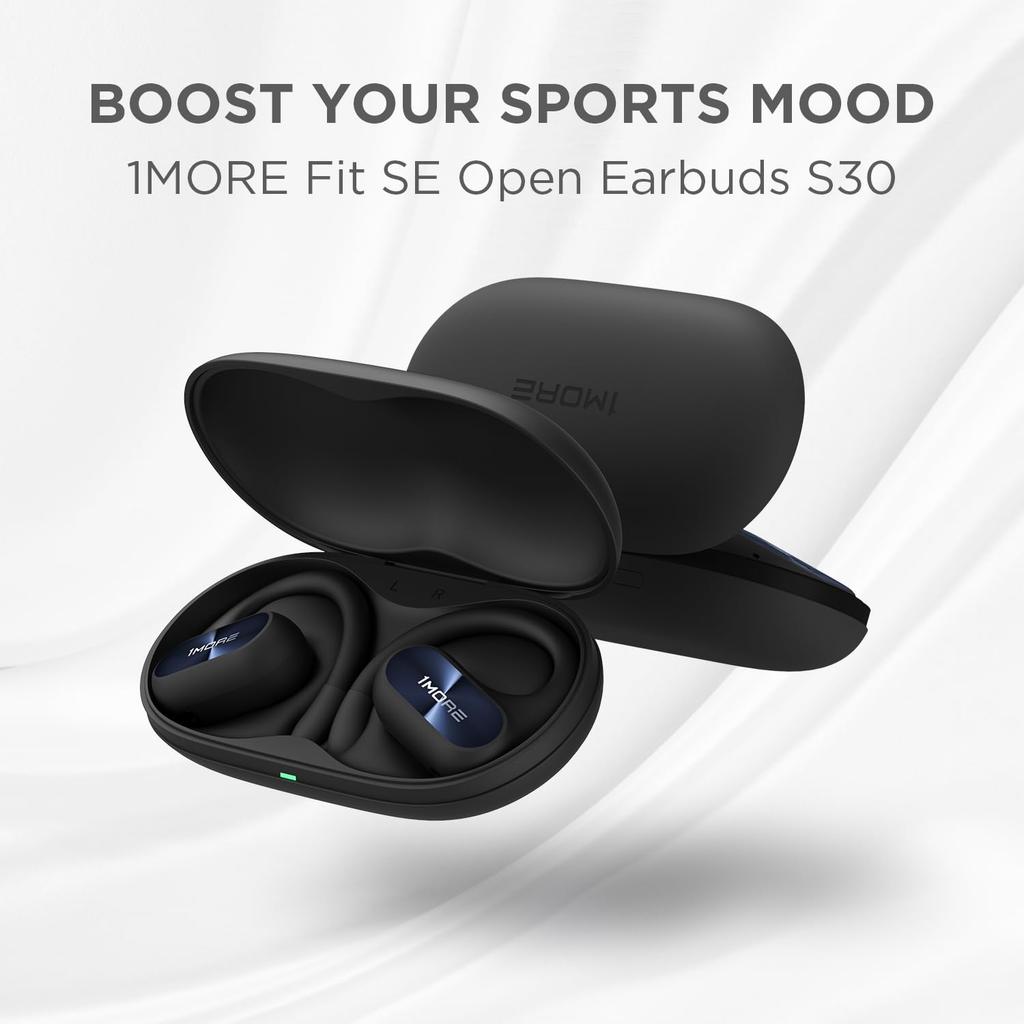 1MORE Fit SE S30 Wireless Lightweight IPX5 Up to 30 Hours of Bluetooth EQ Sports Style Open-Ear Earbuds, (10g), Waterproof, Playtime, 5.3 Compatible,