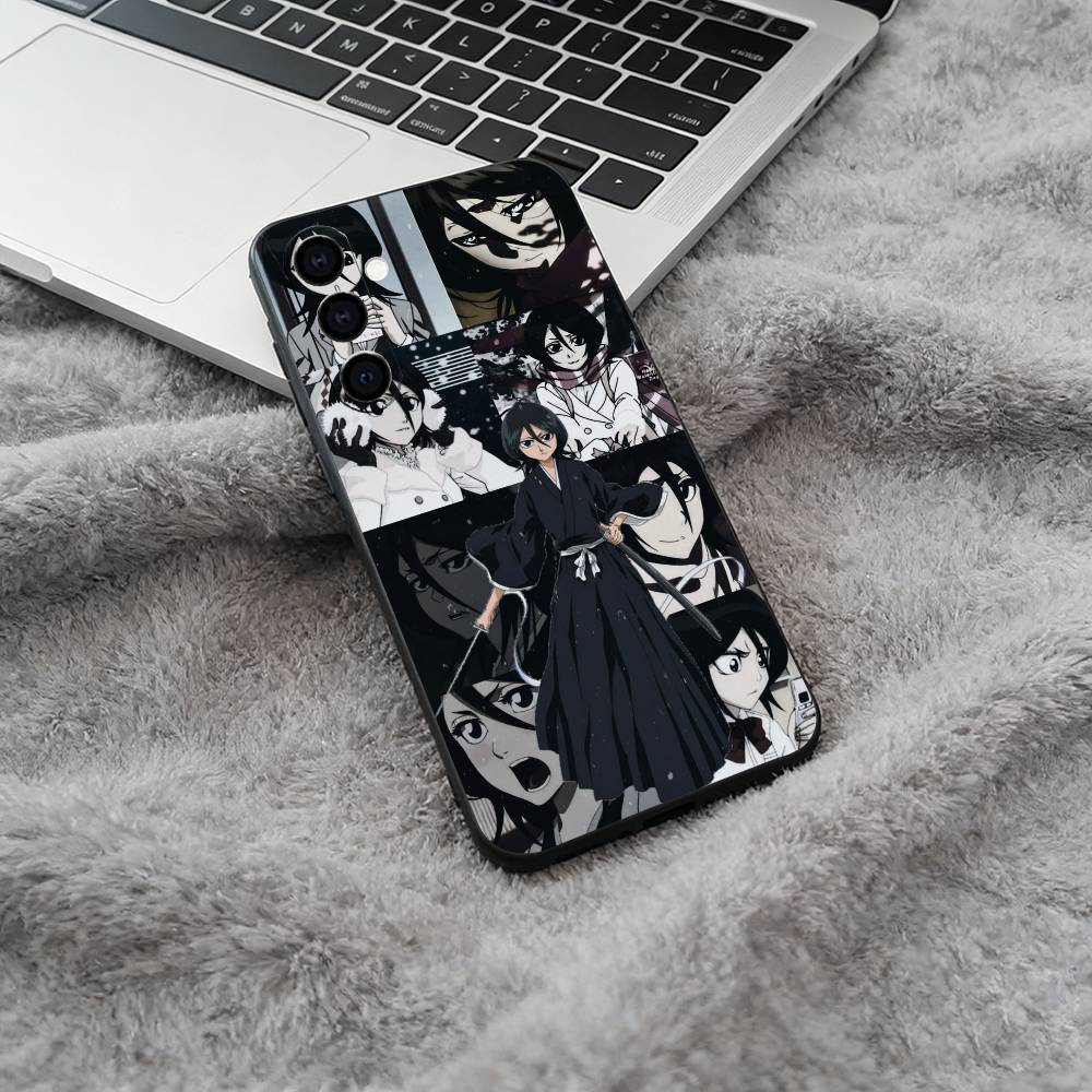 B-Bleach- anime- Rukia- Kuchiki Black Soft Silicone Phone Case for Samsung Galaxy A73, A71, A72, A70, A53, A52, A51