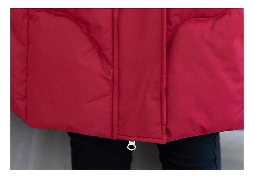 Women's Winter Cotton Coat - Mid-Length Korean Style with Waist-Hugging Design, Thick Padding, and Large Fur Collar.