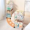 4 Layer Mobile Storage Shelf with Hanging Baskets Wheels Design Large Capacity Sundries Organizer Transparent Bathroom Shelf
