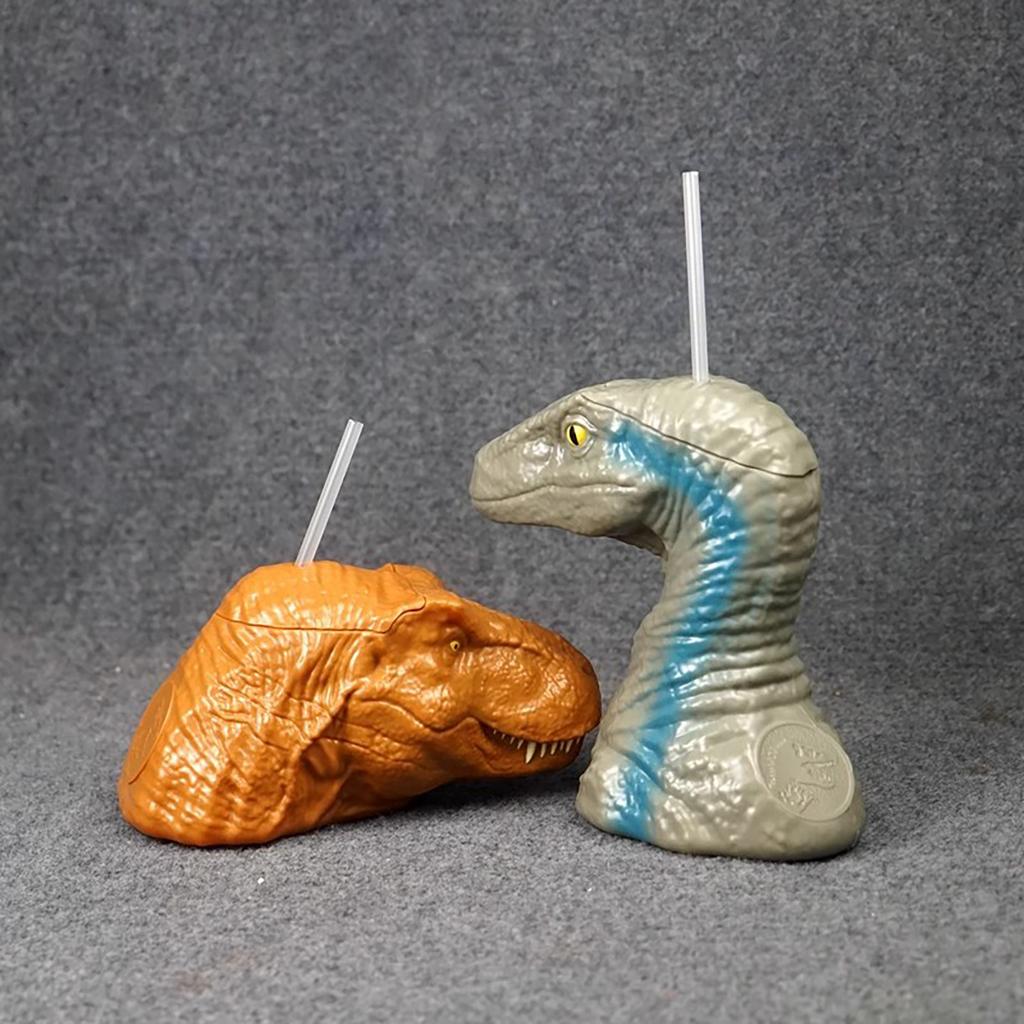 Kreslený kelímek, Dinosauří láhev na vodu Opakovaně použitelný plastový kelímek s kupolovým víčkem a brčkem