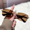 Rectangle Rimless Sunglasses For Women Designer Fashion Wooden Square Sun Glasses Trendy Outdoor Travel Summer Accessory Eyewear