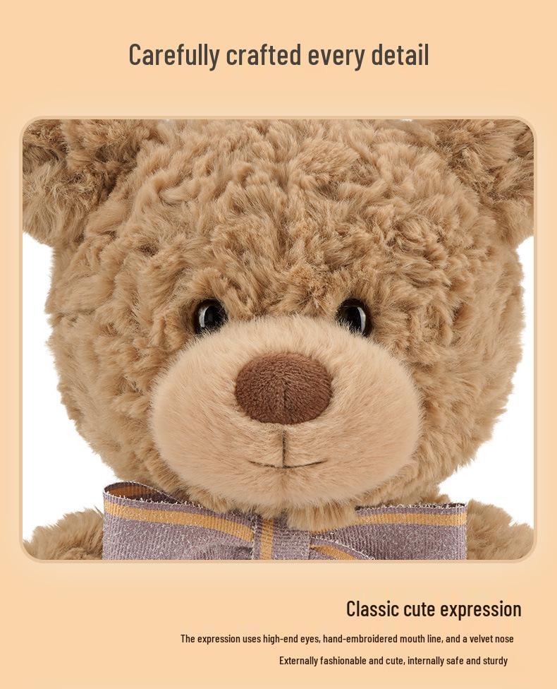 Peggy Teddybär-Plüschtier – Niedliches, kuscheliges Stofftier mit Fliege, ideales Geschenk für Mädchen