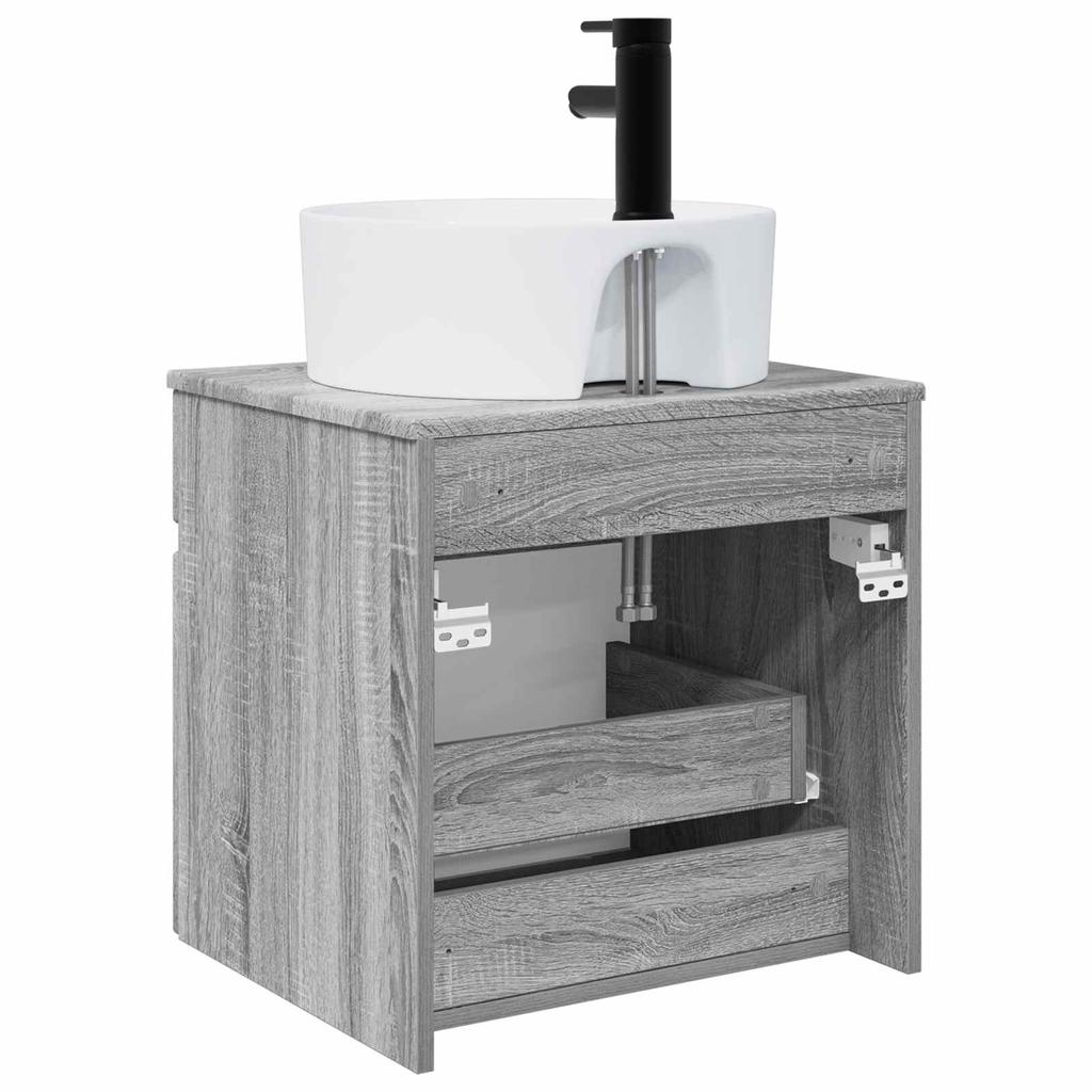 Wall Mounted Washbasin Vanity Unit In Grey Sonoma 49 X 44.5 X 65 Cm