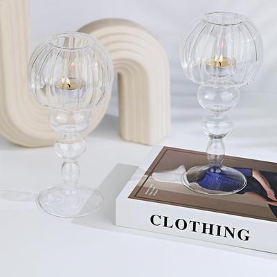 Clear Desk Lamp Shaped Glass Candle Holders Decorative Candle Stand for Table Wedding Dinning Centerpieces Party Supplies Decor