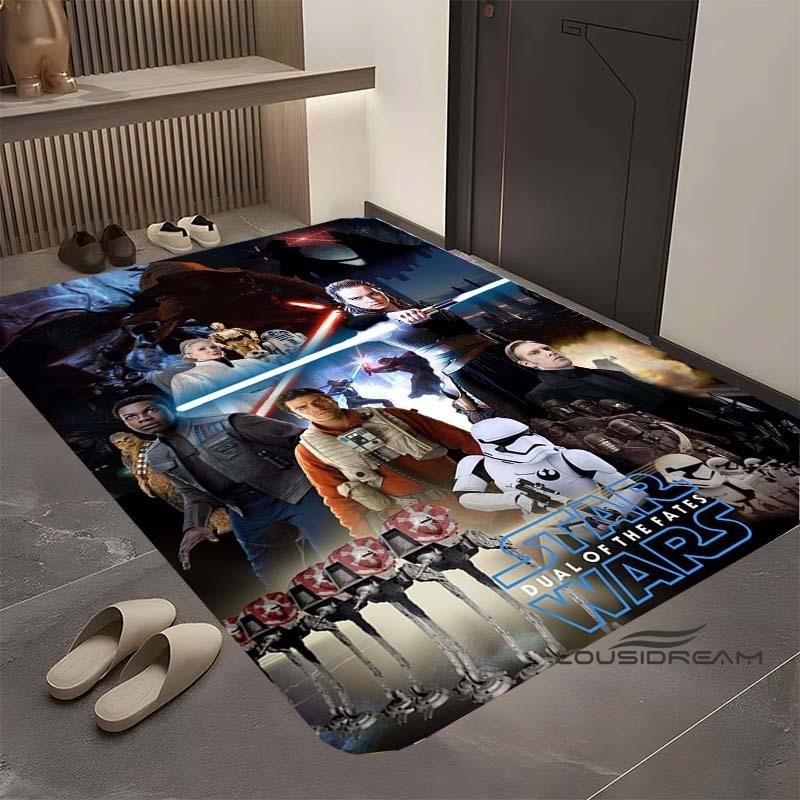 Kober s motivem Star Wars, vhodný do obývacího pokoje, retro vzor galaxie, vesmírné hvězdolety, velká protiskluzová rohožka, koupelnová předložka, domov