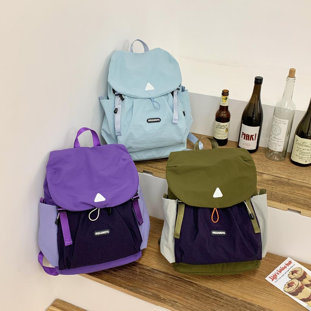 Summer Lightweight Backpack Female Purple Cute Contrasting Color College Student Outdoor Travel Lightweight Travel Bag Mountaineering Bag