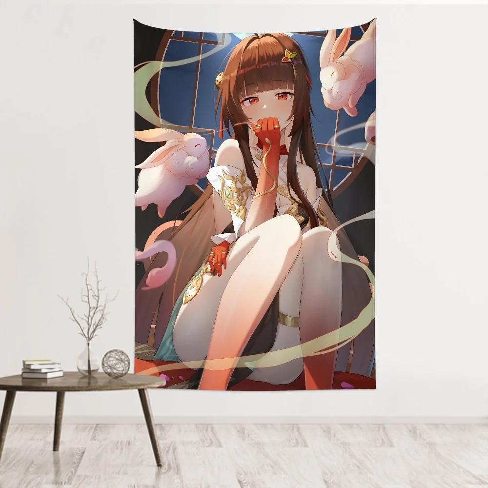 Spiel Honkai Star Rail Lingsha Charakter Druck Tapisserie Raumdekoration Tapete Party Hängender Hintergrund Raumdekoration