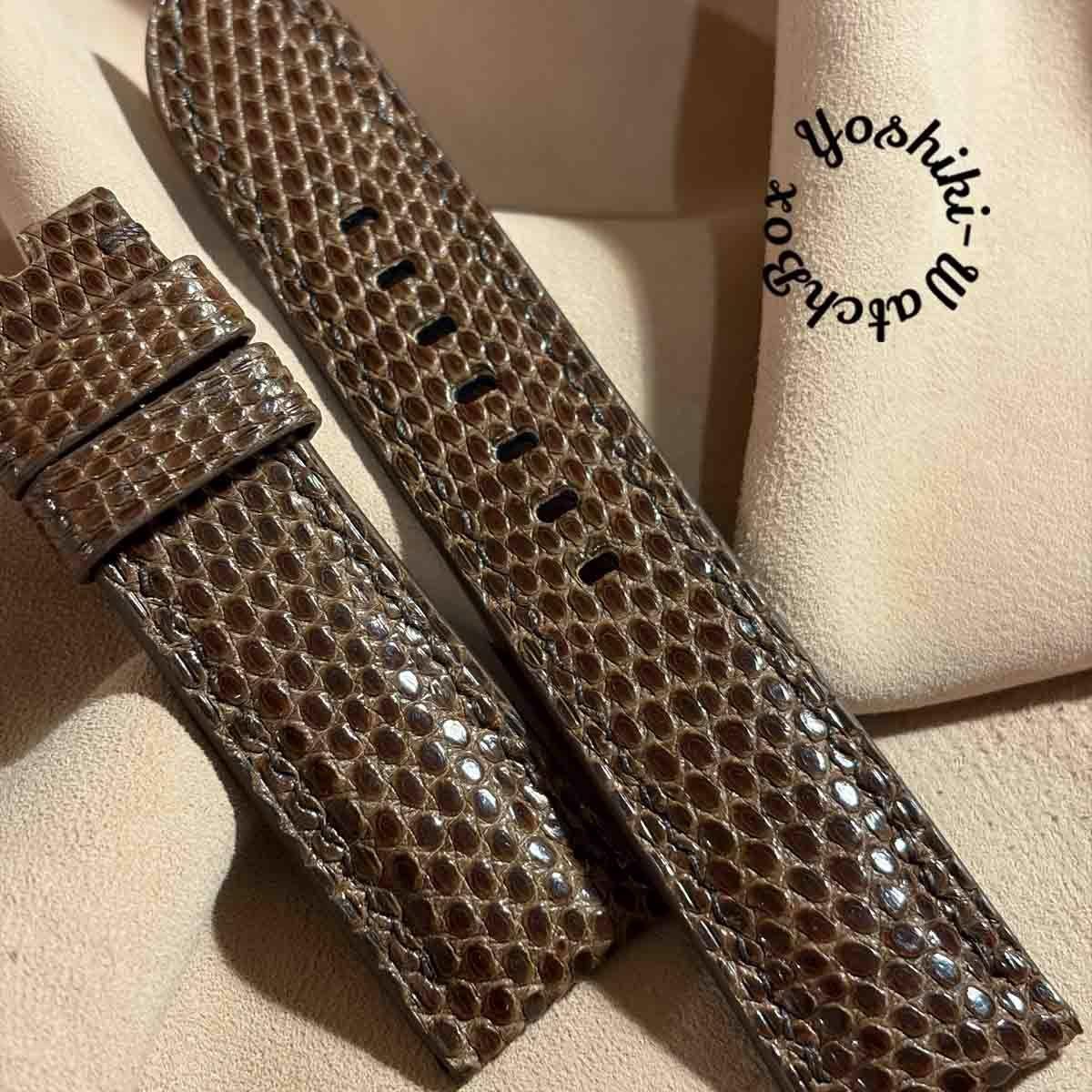 Used liz-366 Lizard Leather Watch Strap Brown (Lug Width 22 mm - Buckle Width 20 mm)