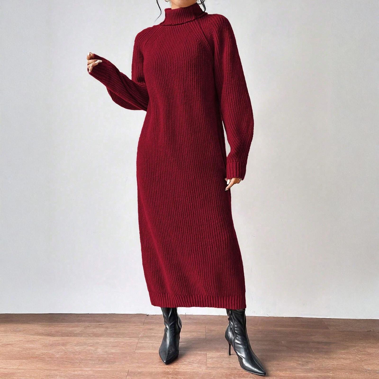 

Женское повседневное модное платье с круглым вырезом, длинными рукавами и ретро-принтом на рождественскую тематику XL винный