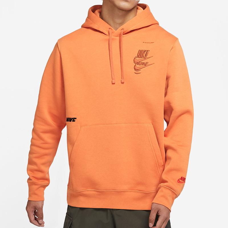 Nike Kangaroo Pocket Embroidered Logo Hoodie Men Tops Orange DM6874-808