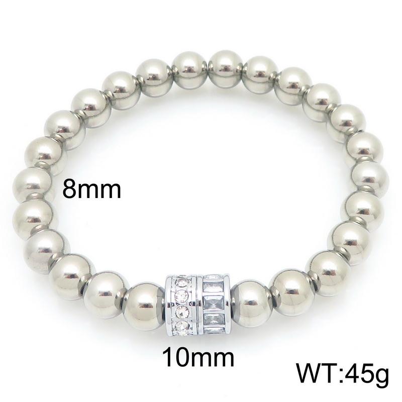 Stainless Steel Beaded Bracelet for Women Men Rhinestone Decor Stretch Fashion Jewelry Party Daily Accessory Gift