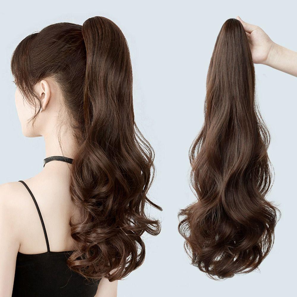

Модна жіноча перука з хвилястим хвостиком і довгим волоссям коричневий/чорний