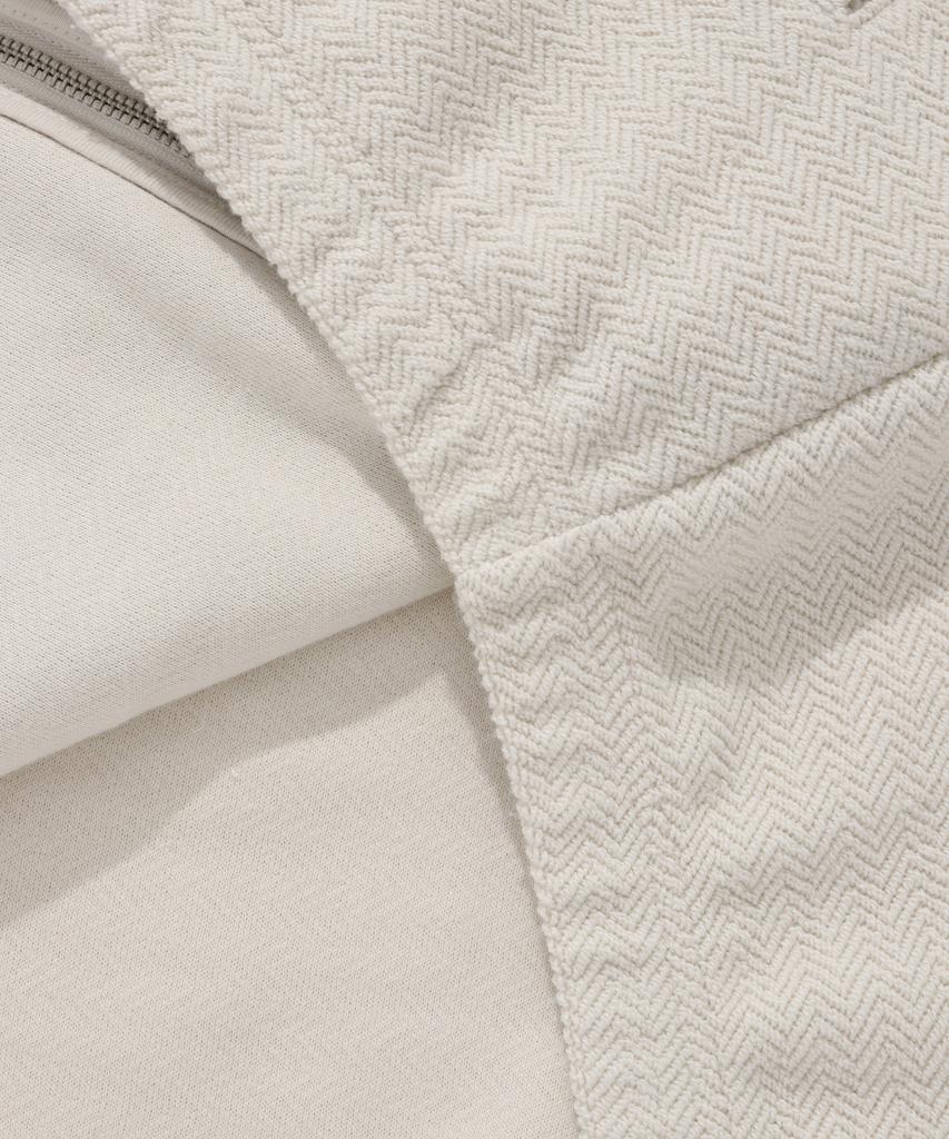 COVERNAT Herringbone Zip-Up Hoodie Oatmeal