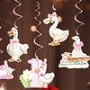 White Swan Birthday Decoration Banner Whirlpool Hanging Decoration Paper Cup Cake Top Decoration Party Decoration Supplies