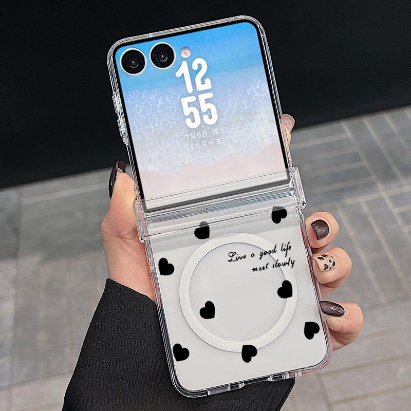 Candy Color Love Hearts Case For Samsung Galaxy Z Flip 8 7 FE 6 5 4 Flip7 Flip6 Flip8 Hinged Magnetic For Magsafe Hard Folding Phone Cover