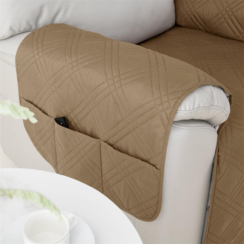 1 Seater Recliner Sofa Seat Covers with Pocket Quilted Couch Recliner Cover Anti-dirty Armchair Slipcover for Living Room