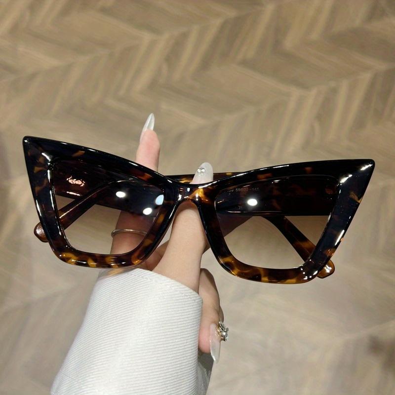 Luxury Designer Women'S Oversized Cat-Eye Fashion Glasses - Retro Gradient Brown to Clear Protection for & Casual Outings
