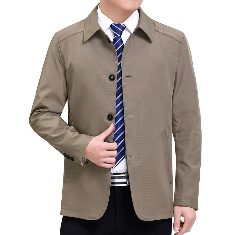 

Мужская куртка, весенняя деловая мужская осенняя повседневная куртка, ветровка, Тренч высокого качества, куртки в стиле милитари, однотонный отложной воротник 4XL хаки