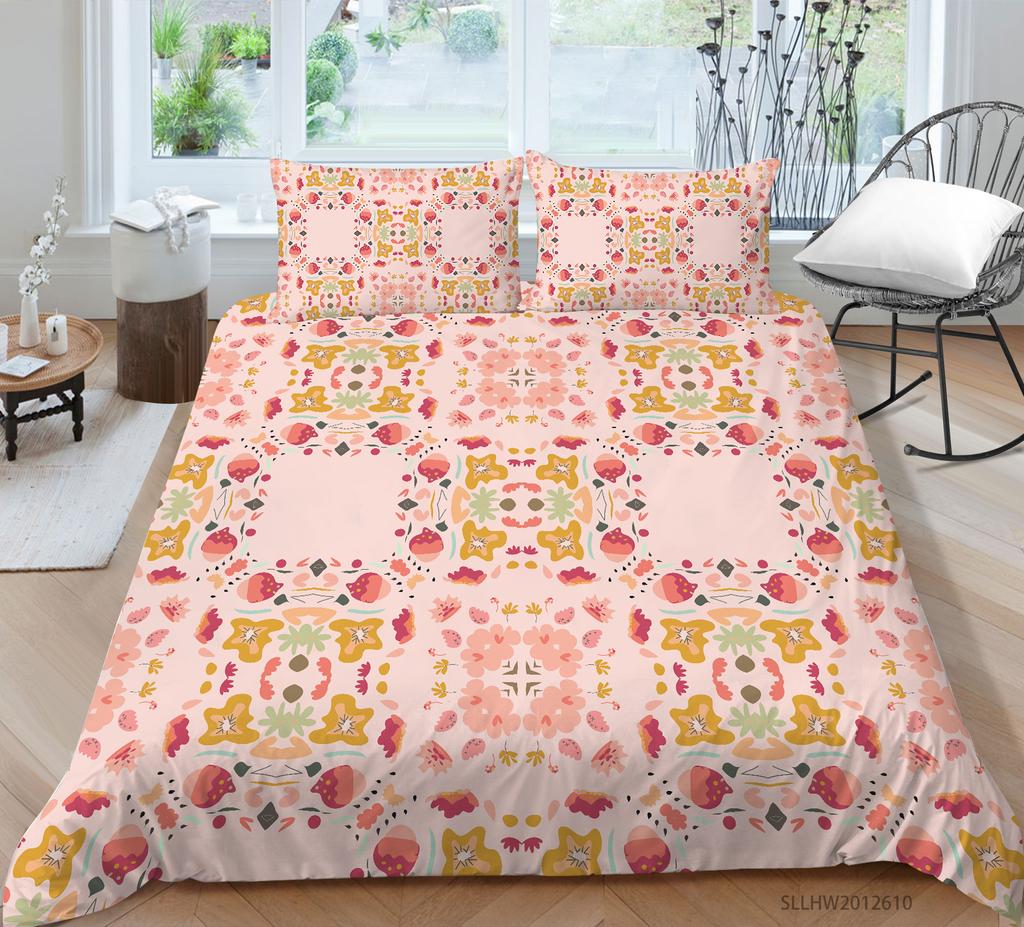 3D Graphic Bedding Colorful Pattern Duvet Cover and Pillowcase 2 or 3 Pieces of Microfiber Fabric with Zipper Washable Super Soft Home Decoration
