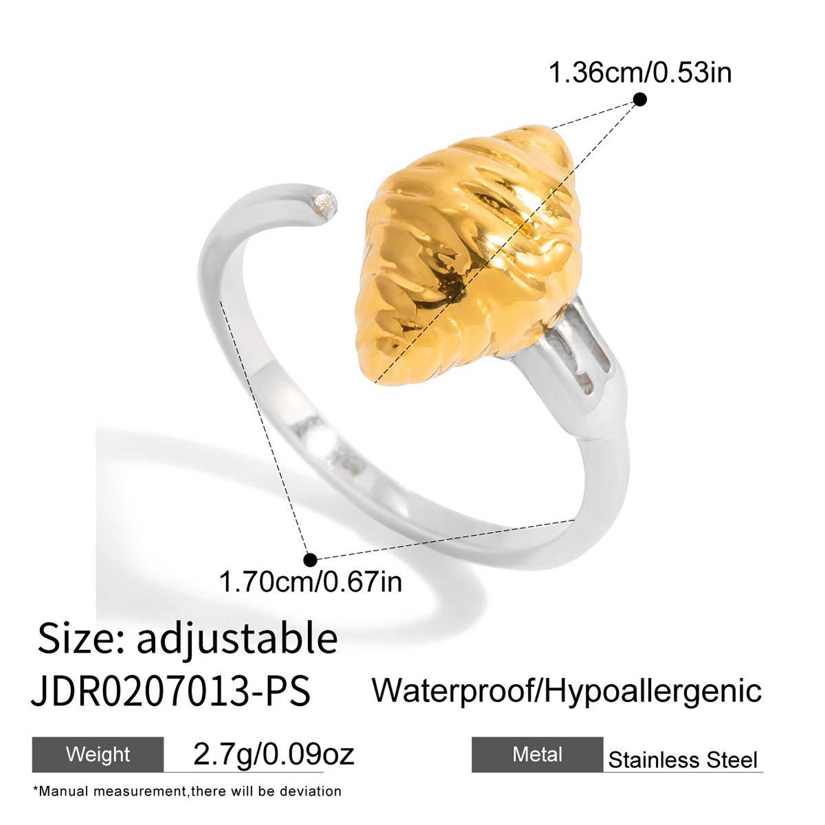 Дизайн-чувство 18-каратное золото, сочетание золотого и серебряного цветов, круассан, забавная еда и игра, открывающее кольцо