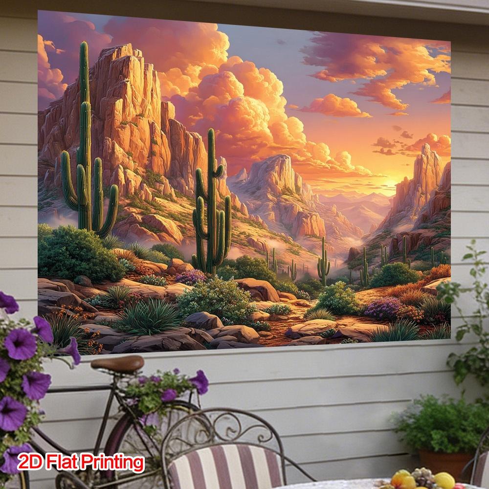 2D flat sunset desert scenery photography background cloth suitable for home garden use polyester