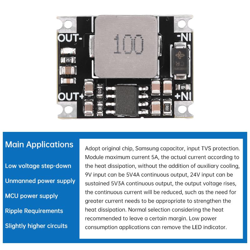 5A DC-DC Buck Module 6V-40V to 3.3V 5V 12V High Power Low Ripple DC Buck Power Supply Module Regulator Module